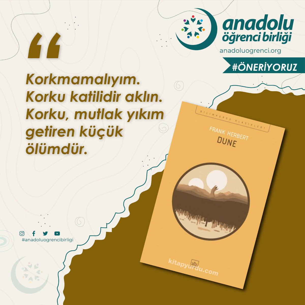 📚Haftanın kitabı✨ Frank Herbert’in Dune adlı eseri📖 
#ÖNERİYORUZ #FrankHerbert #Dune
