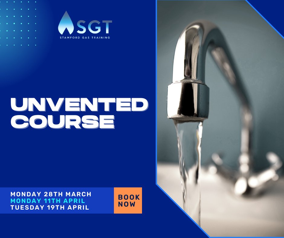 BOOK ONTO OUR UNVENTED HOT WATER COURSE! 🤩

Dates available: Monday 28th March, Monday 11th April and Tuesday 19th April.

Unvented Initial 1 day - £210
Unvented Reassessment ½ day - £170

💻 stamfordgastraining.co.uk⁠
📞 01780 484335⁠
📧 bookings@stamfordgastraining.co.uk⁠