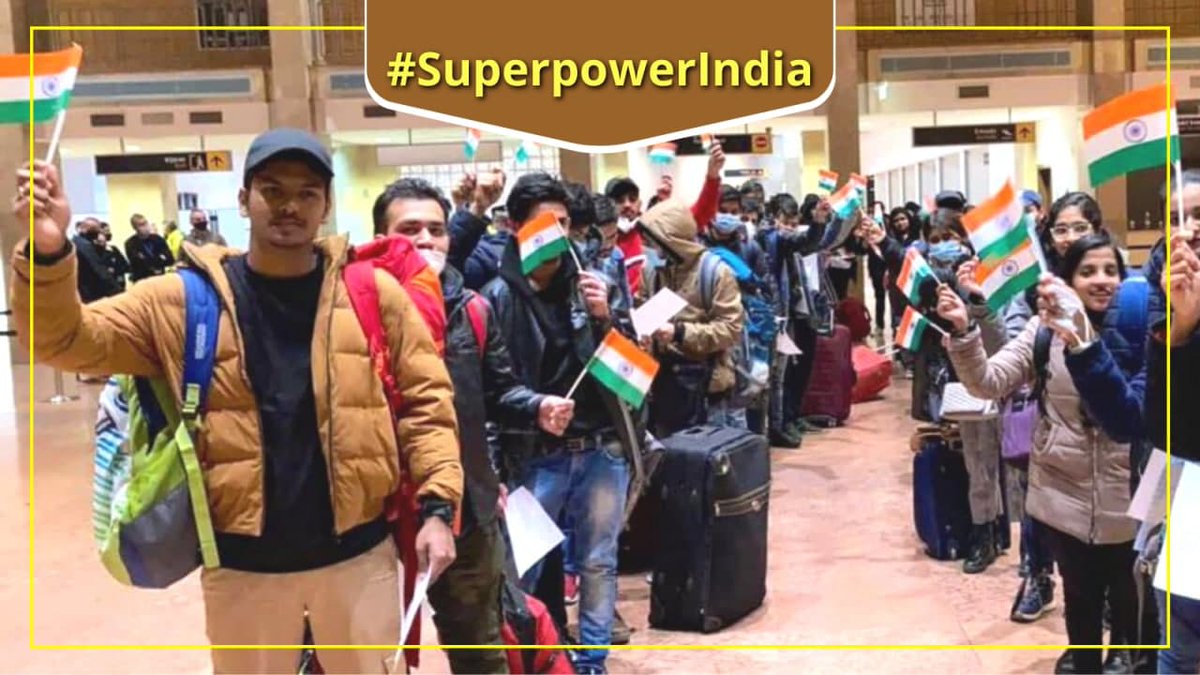 samirsinh189's tweet photo. #UkraineRussiaConflict
– Nobody should say what India should do; its voice matters: France
– As US, UK, China, Germany are helpless to evacuate their people, India brings back its citizens. Also, #Russia reportedly halted Kharkiv attack to allow Indians to leave
#SuperpowerIndia! https://t.co/LLPLakLIrr