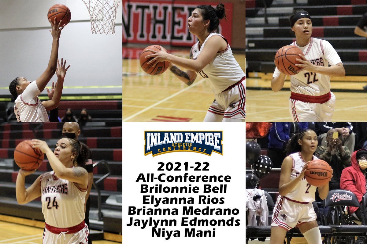 Congratulations to our 2021-22 IEAC All-Conference selections: Brilonnie Bell, Elyanna Rios, Brianna Medrano, Jaylynn Edmonds, and Niya Mani! We are #PantherProud! <a href="/ieacsports/">ieacsports</a> <a href="/ChaffeyWBB/">Chaffey College WBB</a>