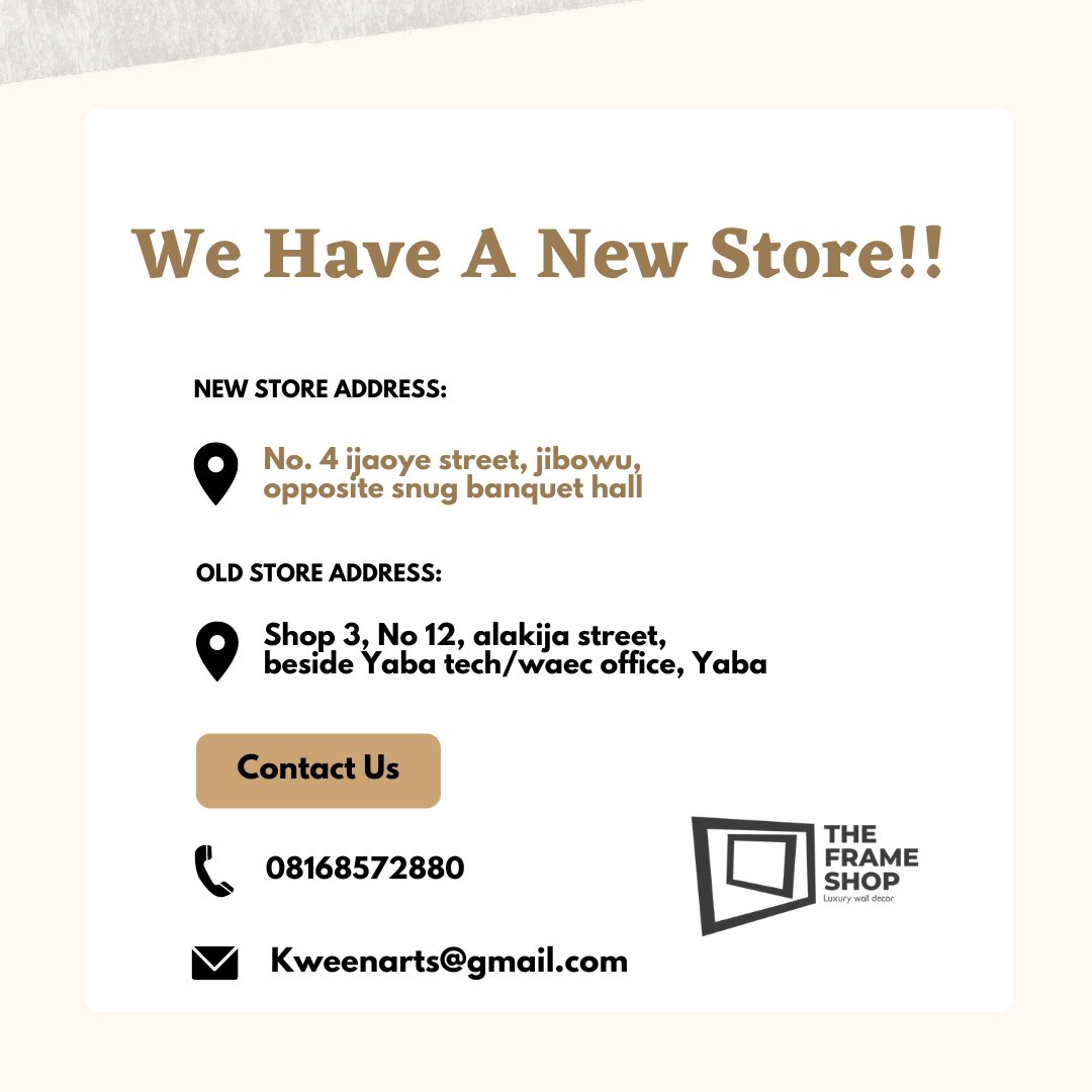 Theframe_shop's tweet photo. We are now on Twitter!!
Please visit any of our stores to purchase bespoke arts between 10am and 7pm, Monday to Saturday!! 💃🖼 https://t.co/cKzB6MTjLM