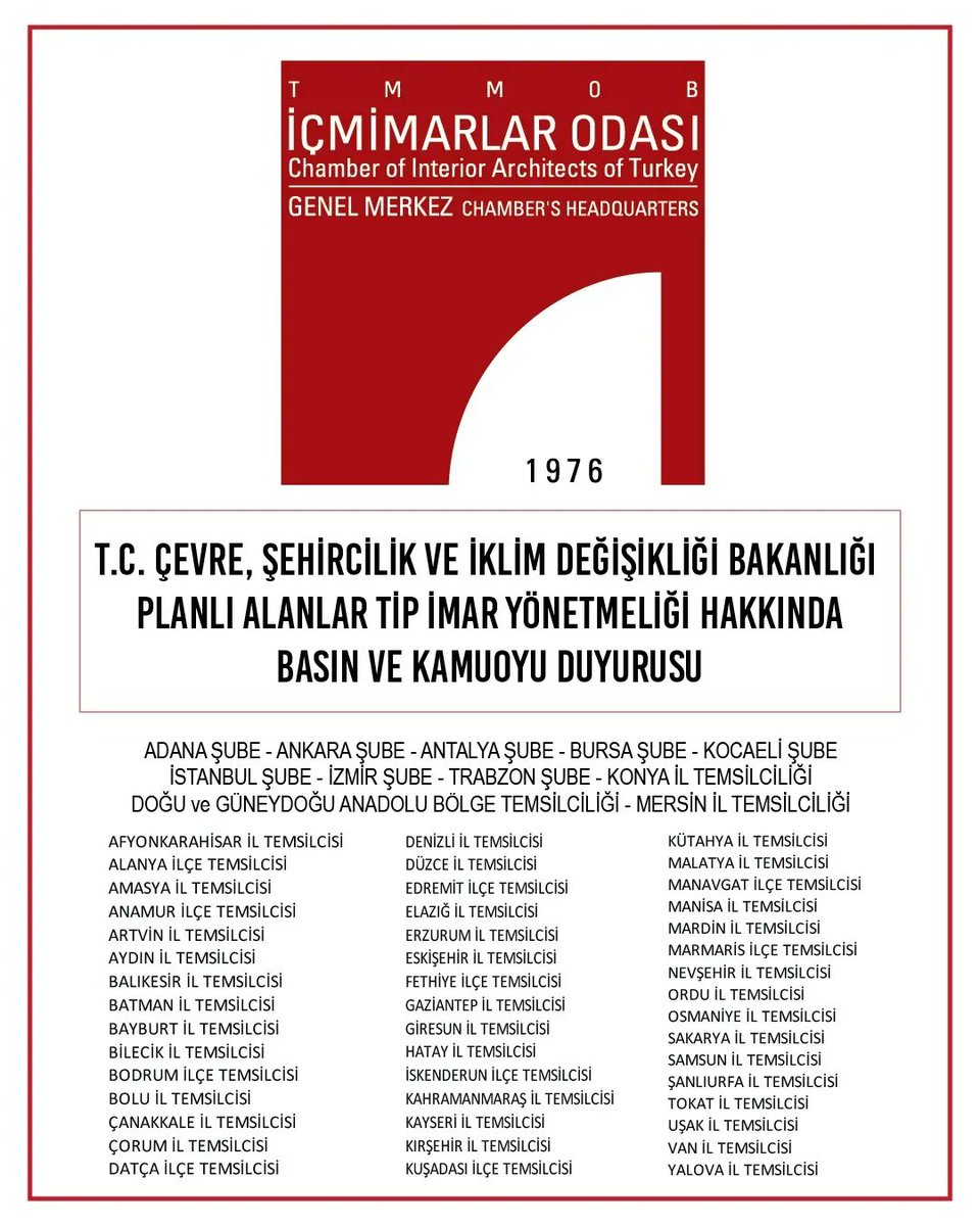 icmo1976's tweet photo. Türkiye Cumhuriyeti Çevre, Şehircilik ve İklim Değişikliği Bakanlığı Planlı Alanlar Tip İmar Yönetmeliği hakkında Basın ve Kamuoyu Duyurusu @csbgovtr
@murat_kurum
#icmimar #icmimarlik #icmimarlarodasi #icmo #hakliyiz #kazanacagiz #planlialanlarimaryonetmeligi https://t.co/RTiKeYa0wC