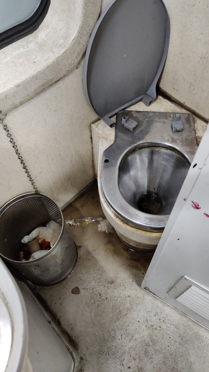 mahi387's tweet photo. #IndianRailways  I'm traveling in 12948 
Azimabad https://t.co/aehueUX4bV no. B1 Patna to ahmedabad Toilet is very dirty and smelly please clean immediately. https://t.co/dpGPIbG6G1