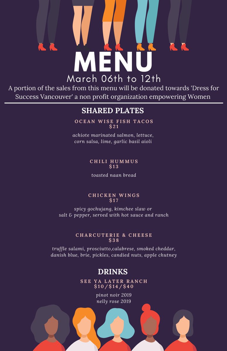 Grain_Bar's tweet photo. Celebrate International Women's Day with us ! For all items you purchase from our Women's Day special Menu. We will donate a portion of the sales towards @dressforsuccess
#womensday #women #yvreats #yvrdrinks #dailyhivevan #downtownvan #vancitynow #vancouver https://t.co/W5E5nhuXZS