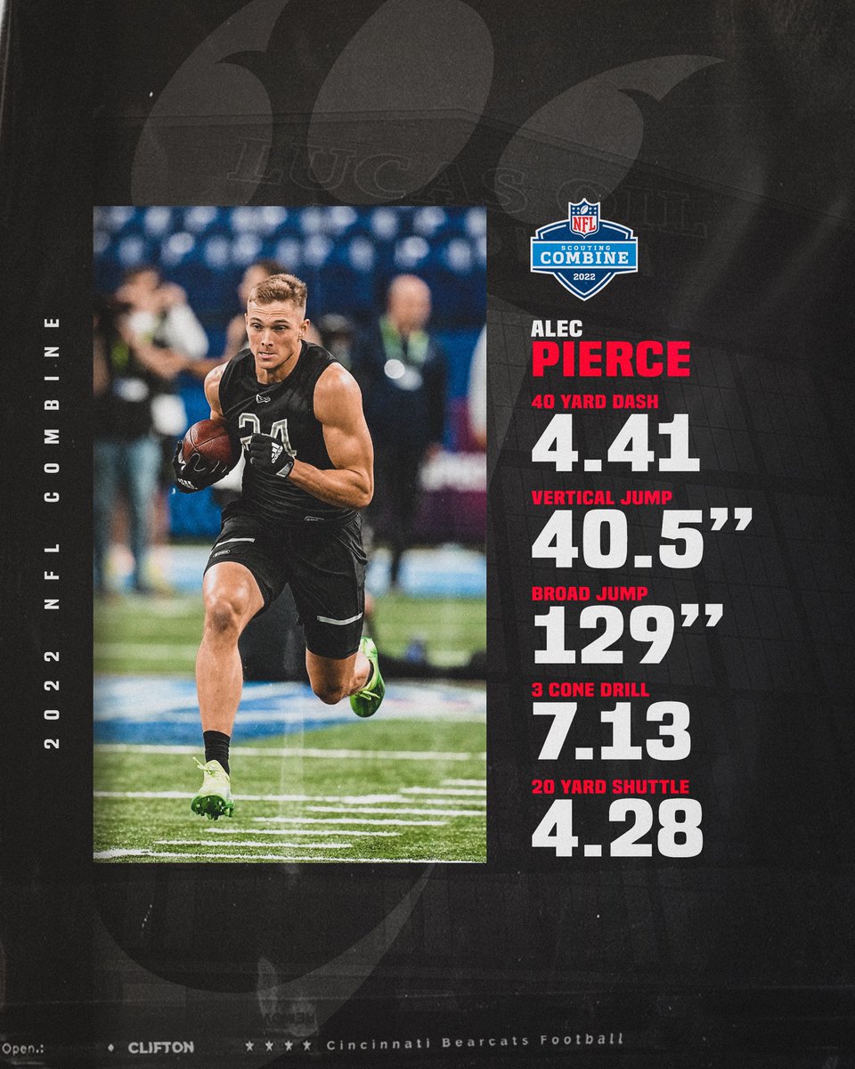 GoBearcatsFB's tweet photo. There’s athletic, and then there’s @ajpierce00.

#Bearcats | #NFLCombine https://t.co/938N3Y8VvE