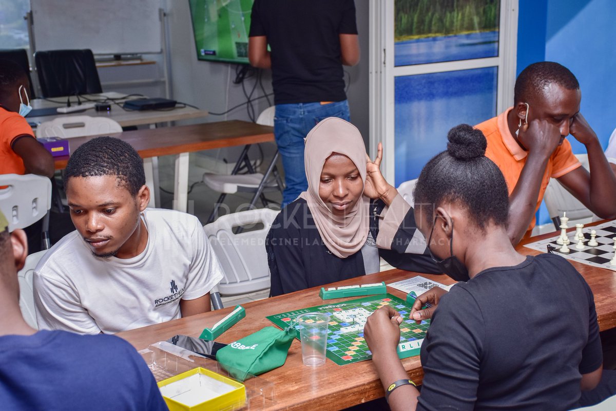 RocketHealthUG's tweet photo. Pictorial: It's Game Night at @RocketHealthUG and staff members are participating in team building activities. 

Indeed, "work without play makes the team a dull team."
#RocketHealthAnytime https://t.co/fEuANzvpyM