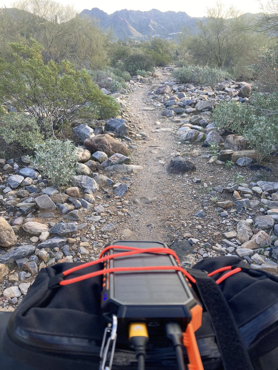 GHorton2012's tweet photo. My 1st #Mtb #Bikepacking trip in #Arizona came to an abrupt stop..heat exhaustion in 31 deg, then my solar charger quit. Not helpful with a week in remote mountains!
New chargers, a few tweaks and get back again! The @Alpkit and @RestrapLTD gear is faultless.
#2022Adventure https://t.co/2CV2OAjqHi