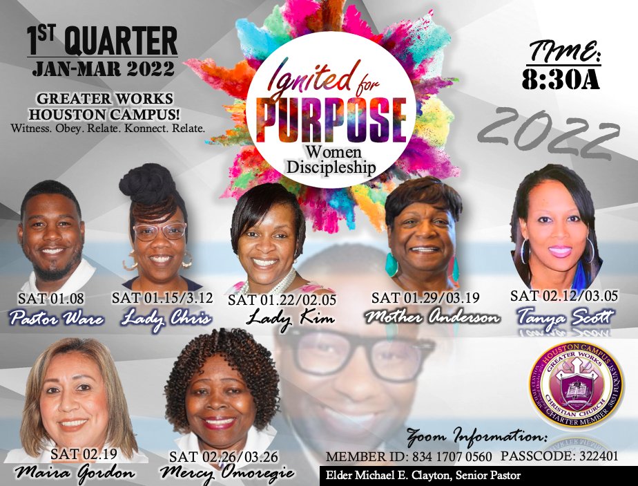 gworkschurchho1's tweet photo. Join the ladies of GWCC every Saturday for Women Discipleship at 8:30 am via Zoom. "We are in a sisterhood, together, and together we can make it" You are not alone. #ignitedforpurpose #GWCC #womenintheword #sisters https://t.co/QnObba614q
