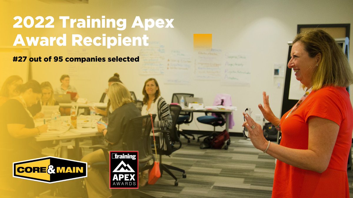 coreandmain's tweet photo. Core &amp; Main is honored to announce that we have been named a winner of @TrainingMagUS's #TrainingAPEX Awards (formerly the Training Top 100).

Congratulations especially to our learning teams, subject matter experts and senior leadership team.

#TrainingMatters #CoreMazing https://t.co/0iFhrxK1zs
