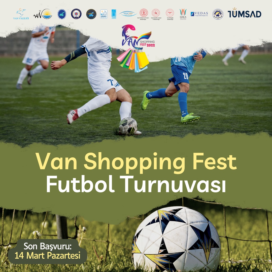 Van Shopping Fest Futbol Turnuvasına Kayıtlar Başladı. 

DETAYLI BİLGİ VE BAŞVURU İÇİN 👇
bit.ly/3sFsyUa

#VanShoppingFest
#Van