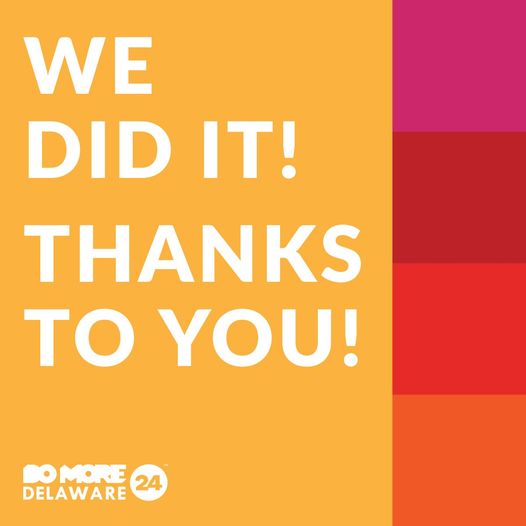 FirstStateCAA's tweet photo. We've reached our goal!!!
A big thank you to everyone who has supported our #DoMore24DE campaign so far. Let's keep momentum going and see how much more of an impact we can make!
To submit a donation just click the link below:
https://t.co/weWnGpksd3...
Let's Do More Delaware! https://t.co/3Le0eMlfh1