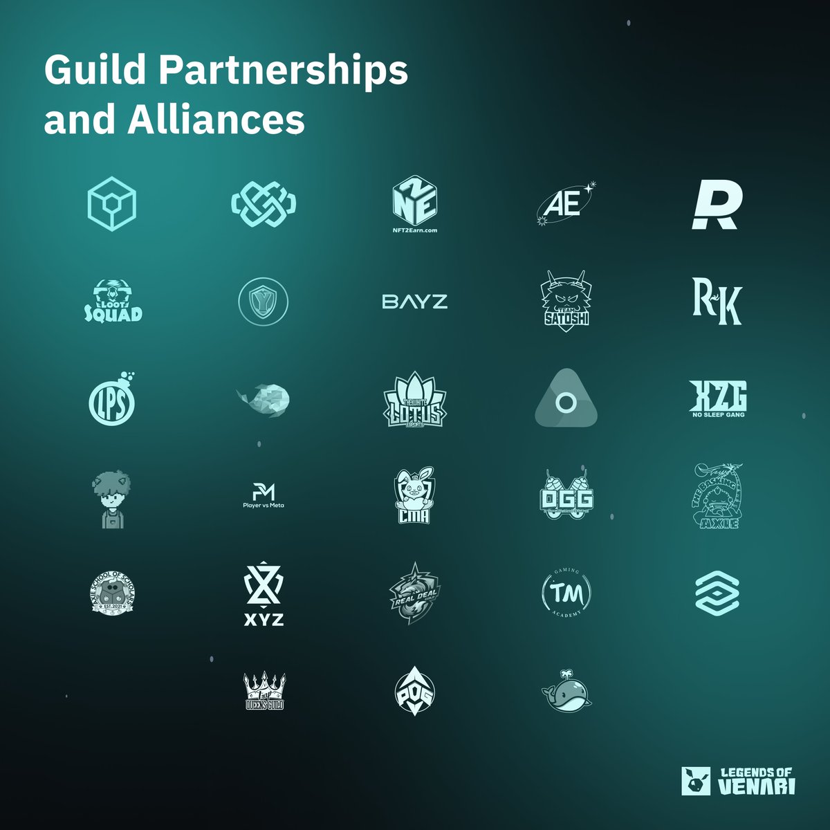 LegendsOfVenari's tweet image. 🤝Guild Partners Appreciation!💚 

As we continue to improve LoV and the Alpha Season gets closer to ending, we want our partners to know we appreciate them!

As @LegendsOfVenari builds &amp;amp; builds🔨, these guilds have been essential to us

Take some time &amp;amp; show them some LoV(e)💚