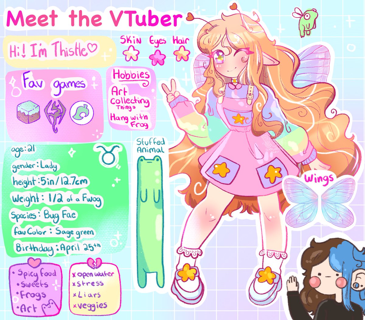 FaeThistle's tweet photo. Here is what we made during yesterday’s art stream! 🤗💕
Note: I’m not sure if this is already a trend but I really like meet the artist sheets so I thought it would be rad to make a vtuber version!
#vtuber #Vtubers #ENVtubers #meetthevtuber https://t.co/uKbCjcVCAh