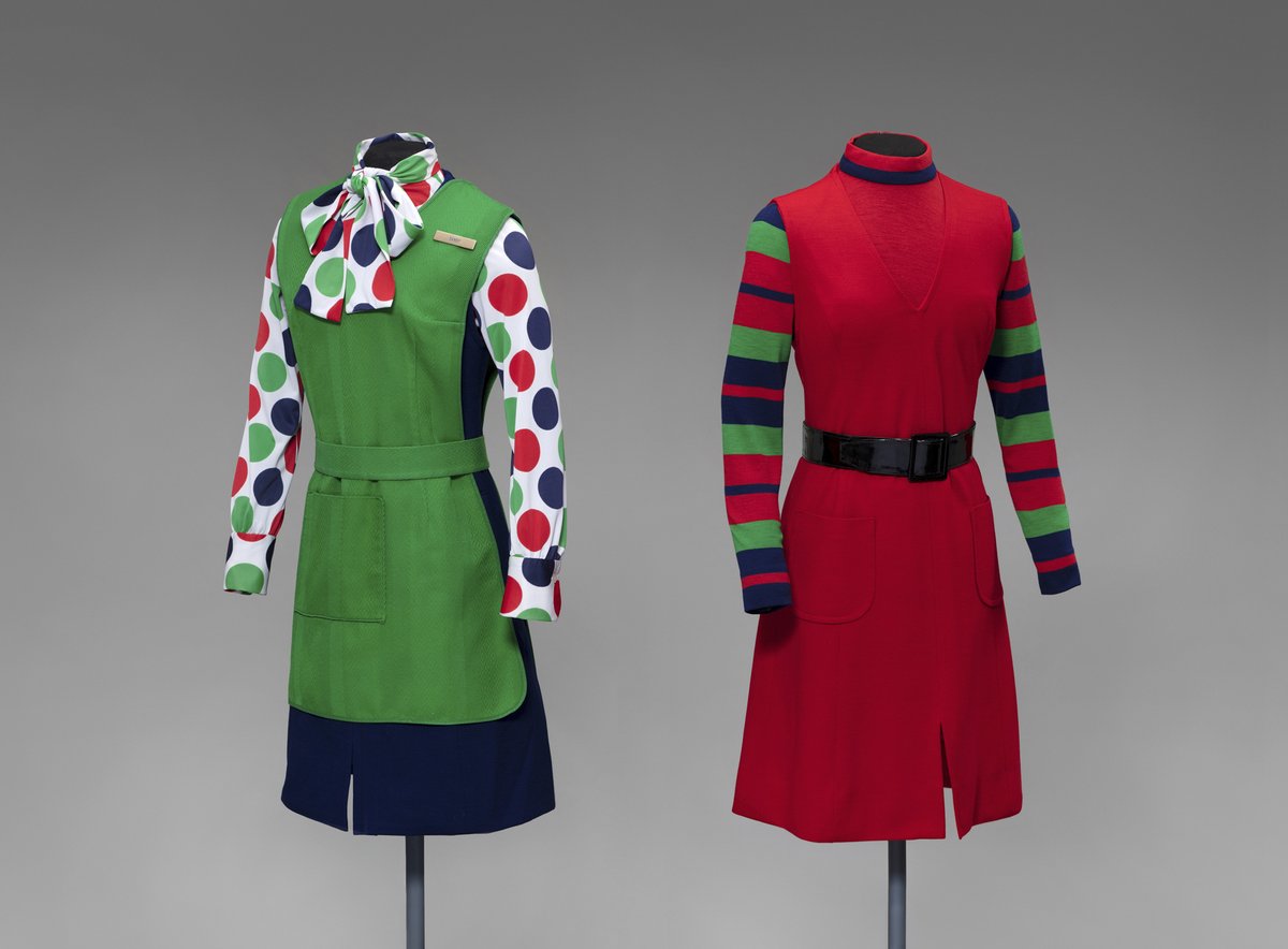 SFOMuseum's tweet photo. Did you get it right? The answer was Wonder Bread! This 1973 United Air Lines uniform was reminiscent of the spotted packaging of Wonder Bread!
See more flight attendant uniforms in "#FlightPatterns" on display in Harvey Milk Terminal 1 or online at: https://t.co/FbC47meGtH https://t.co/abYUD1RKfz