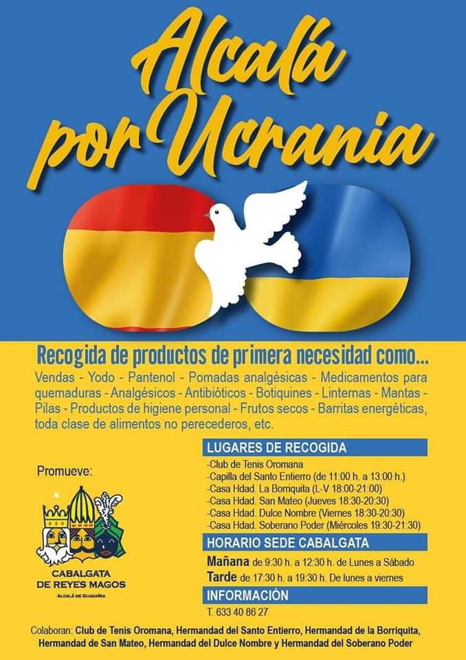soberanoalcala's tweet photo. 🇪🇸 Alcalá por Ucrania 🇺🇦
Nuestra Hermandad se une a este proyecto solidario para ayudar a esas familias ucranianas que desgraciadamente están pasando necesidades por la maldita guerra.
Muchísimas gracias por vuestra colaboración. https://t.co/QotbWyEbCn