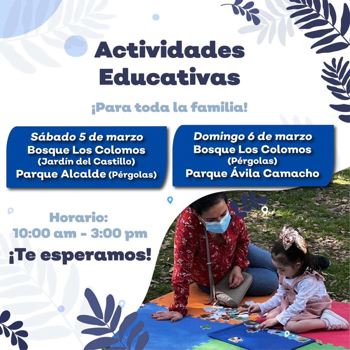 BosquesAMG's tweet photo. Te invitamos a asistir a las actividades educativas de para toda la familia.

El equipo del CECA Metropolitano de @BosquesAMG tiene sesiones este fin de semana, en el #ParqueAlcalde, #ParqueÁvilaCamacho y en #BosqueLosColomos. ¡Ven y pasa un día familiar! https://t.co/wBYAEBBIxb