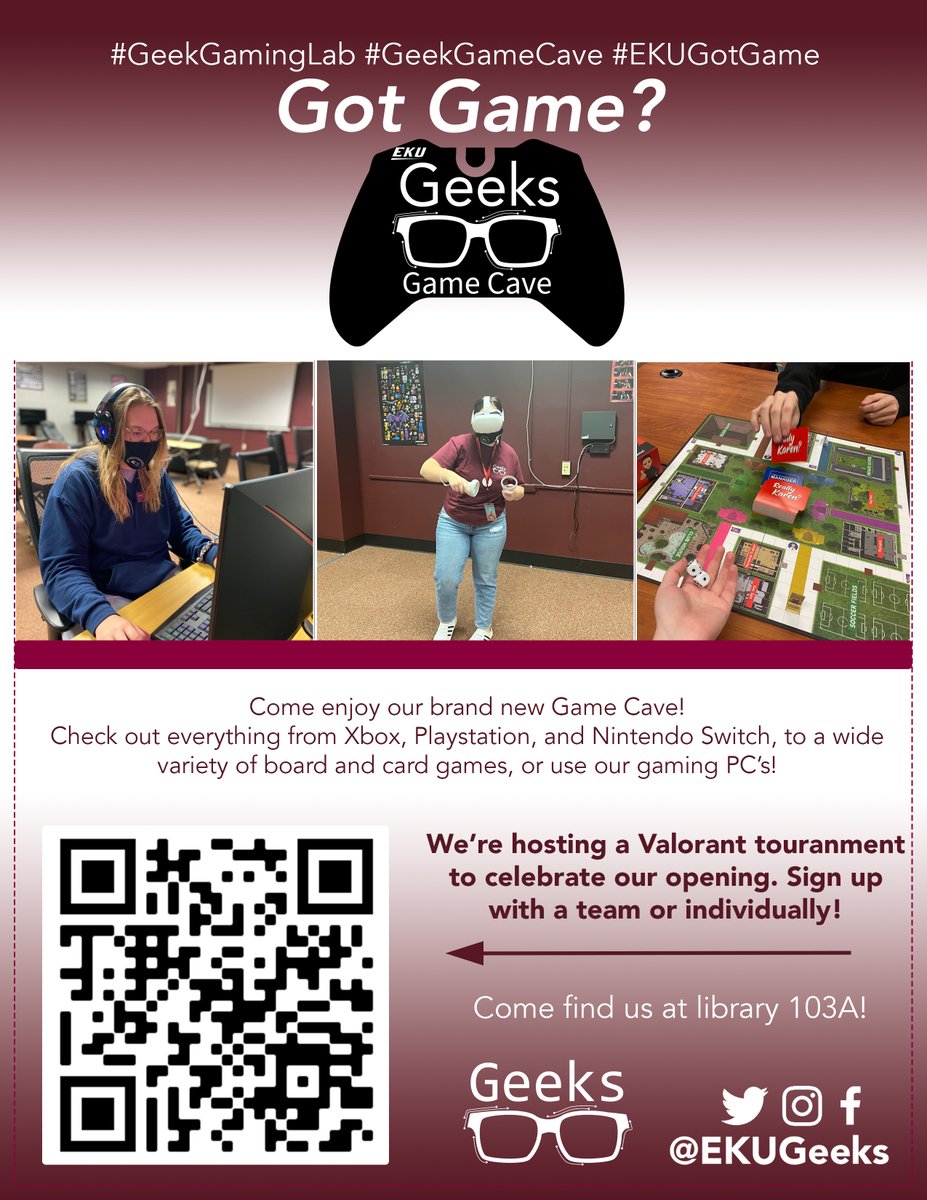 EKUGEEKS's tweet photo. Welcome to our Game Cave! Come and have fun!
#eku #ekugeeks #geekgaminglab #geekgamecave #ekugotgame https://t.co/mJ1GsBYhRk