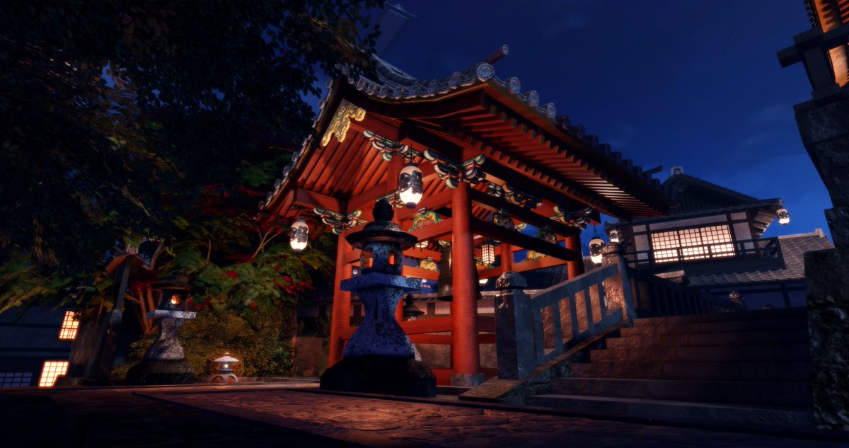xiayurei's tweet photo. Progress on the Edo District's Tendai Buddhist temple; pictured are the niomon, three-story pagoda and bell tower. Stone lanterns by @choochuf. Really going all out on this one!
#roblox #robloxdev #rbxdev #edodistrict #environmentart #blender #blender3d https://t.co/vgHVmC0xbM