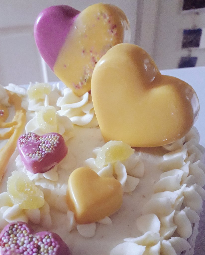 ot_petra's tweet photo. Sending all our 🧡 to a wonderful colleague who has patiently been waiting to finally tie the knot next week @LucySalmon10 #lemoncake #3layers #lemoncurd #mpftbakersguild @medbakers https://t.co/MU00fGH7AO