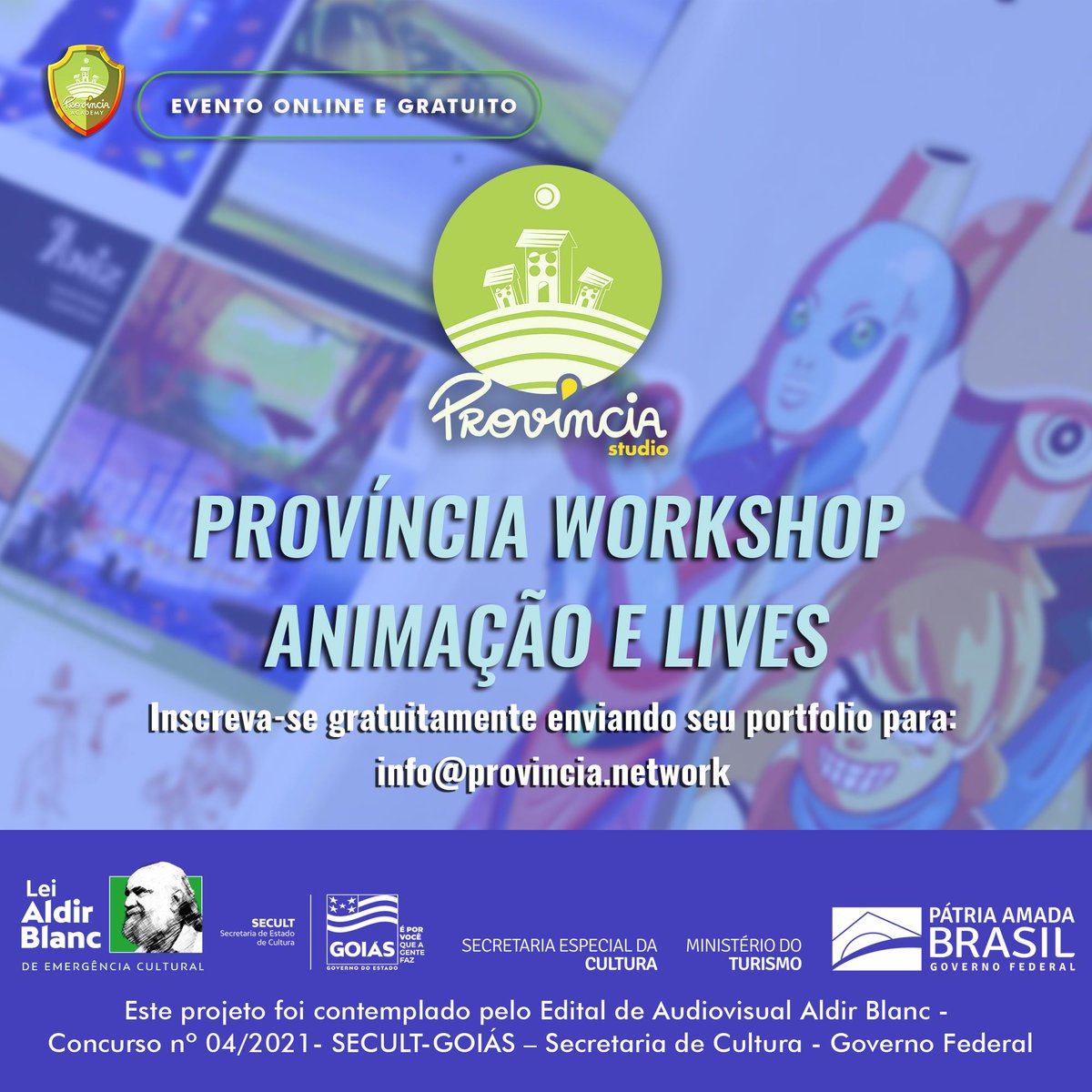 🇧🇷 Galera! Quem quiser aprender animação é só enviar pra gente seu portfólio no nosso email (info@provincia.network) com o assunto "Província Workshop".
.
Vagas limitadas!
O Workshop é online e gratuito.
Participem!

#ProvinciaStudio
#animacao #workshop #oficina #animacao2d