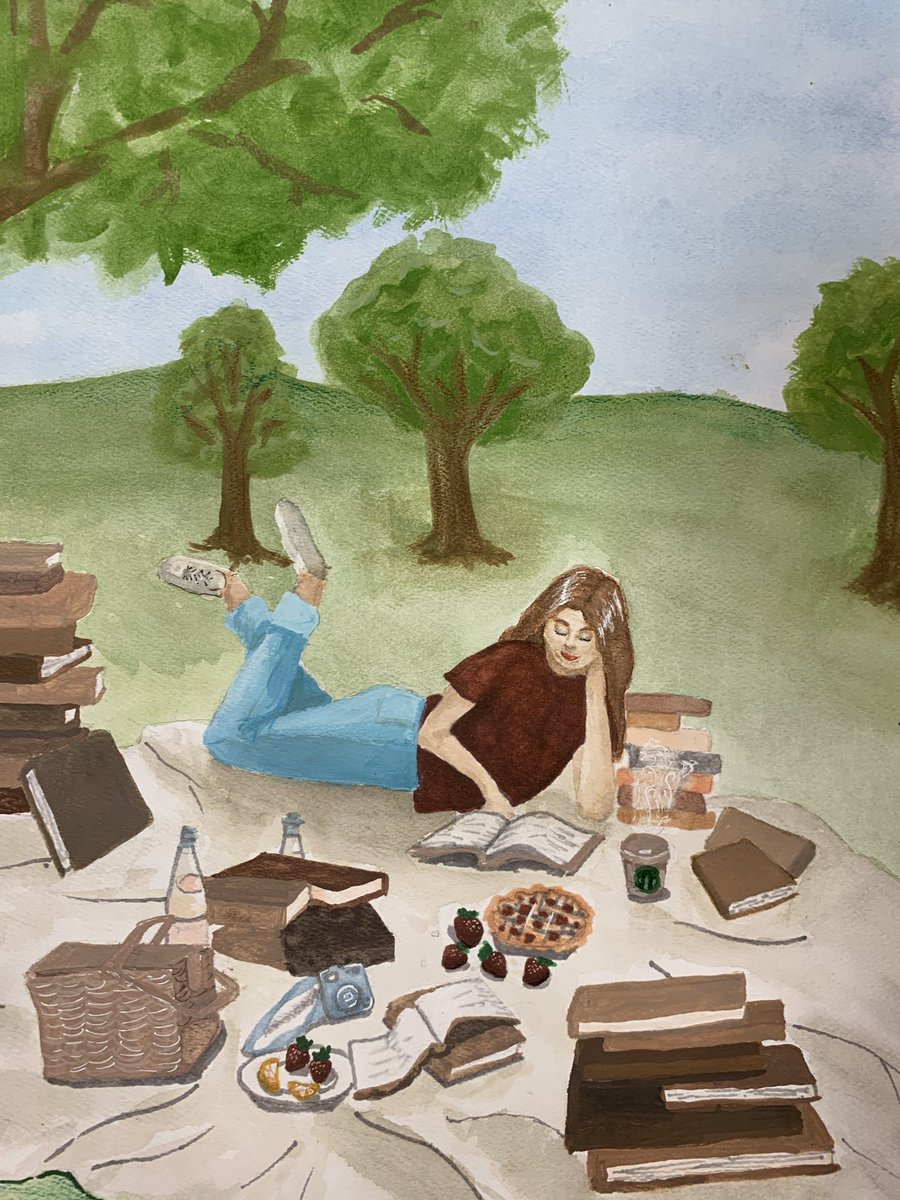 RhhsArt's tweet photo. Honors Art 1 student, Anna, completed their figures in space triptych, exploring the spaces they occupy in their daily life. https://t.co/bb3sd1W0Jx