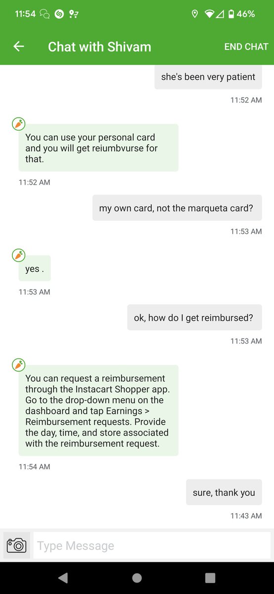 thompsonmarine's tweet photo. @Instacart hey, I had an issue with Online Pay today and support requested that I pay for the order with my personal card and then get reimbursed. Why did I get declined? https://t.co/aLgUug1fIR