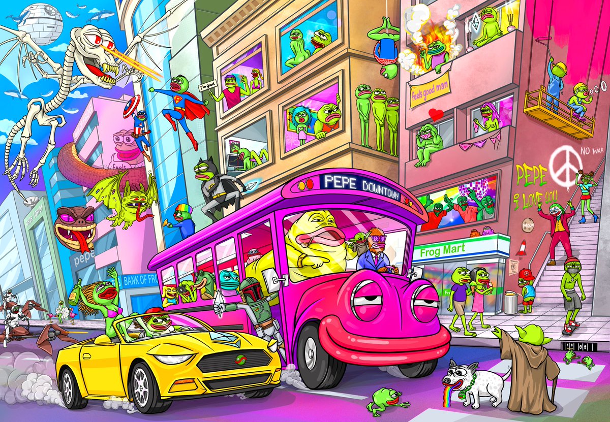jaggedsoft's tweet photo. All friends from Frog family 🌇 PEPE Crazy Downtown https://t.co/JQ37okZe2i