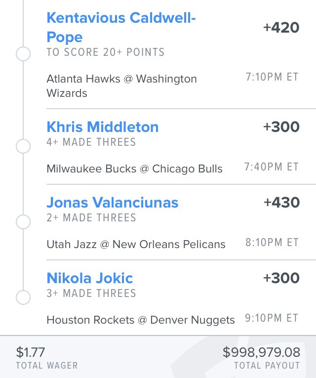 MCbets__'s tweet photo. 🚨 Risk $1.77 to win $998k 🎟

Ditch some, water it down, whatever youre feeling. Best of Luck and enjoy your last day at work. 🍻

#nba #GamblingTwitter #discord #GamblingTwiitter #bettingtwitter #parlay #lotto https://t.co/aqmhgrhYuS