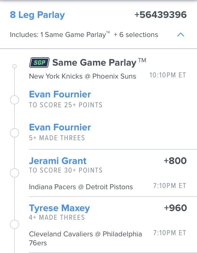 MCbets__'s tweet photo. 🚨 Risk $1.77 to win $998k 🎟

Ditch some, water it down, whatever youre feeling. Best of Luck and enjoy your last day at work. 🍻

#nba #GamblingTwitter #discord #GamblingTwiitter #bettingtwitter #parlay #lotto https://t.co/aqmhgrhYuS