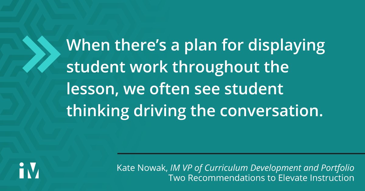 How can educators leverage student thinking to deepen mathematical learning? IM VP Kate Nowak offers two recommendations for teachers’ professional learning to elevate instruction. ow.ly/LVP750I9NCL #LearnWithIM