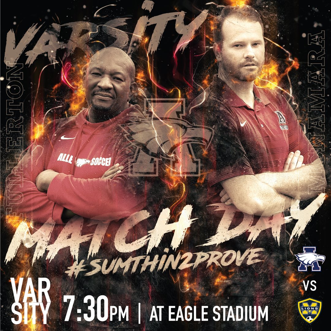 It’s #MatchDay as your Eagles take on the McKinney Lions and look to remain on top of district!

4:15pm - FRESH 
Coach Stephen Holley

5:45pm - JV 
Coach Bryan Kelley

7:30pm - VARSITY Coach Kim Fullerton and Coach Thomas McNamara
<a href="/CoachHolley777/">TheMetalCoach777</a> <a href="/CoachFullerton1/">Coach Fullerton</a> <a href="/coachmacsoccer/">Thomas McNamara</a>