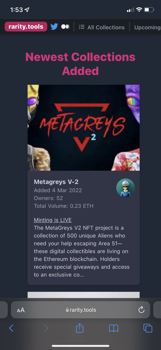 ✨🚀🔥 MetaGreys V2 is Live on Rarity Tools 

Be sure to go help breakout your MetaGreys from Area 51 today! ⚠️☣️

metagreys.io 

Ultra Rare Giveaway for holders when we hit 600🚀

@raritytools Thank you for everything ♥️
#NFTs #NFTCollection #NFTCommunity #NFTProject