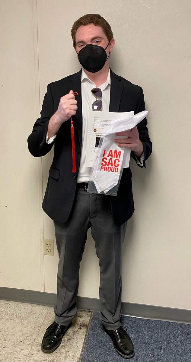 SAC_OSR's tweet photo. Garrett was looking sharp while picking up his @SAC_PR Commencement 2022 goodies. 🎓 #SACProud #HigherED #SACGrads https://t.co/Ql77svLwve