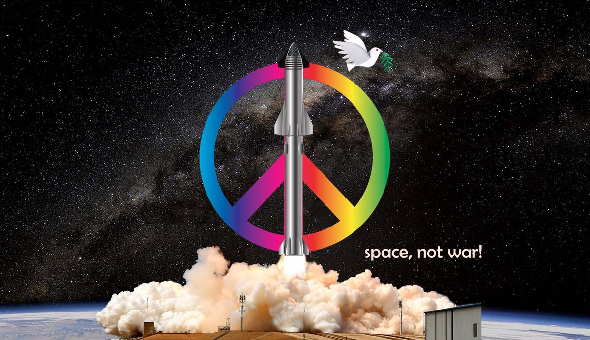 SpRenIntl's tweet photo. Make space, not war!
https://t.co/TiU8ko39cG
#spacenotwar #makespacenotwar #spacerenaissance #peace #civilianspacedevelopment https://t.co/p6XQxqcq0L