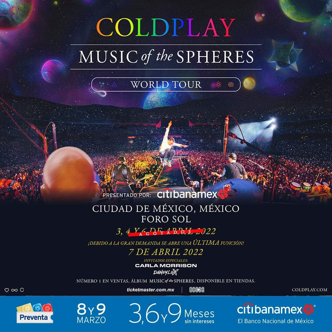 RuidoTV's tweet photo. .@coldplay anuncia 4ta fecha en el Foro Sol CDMX #Coldplay https://t.co/NlnPGYoSxA