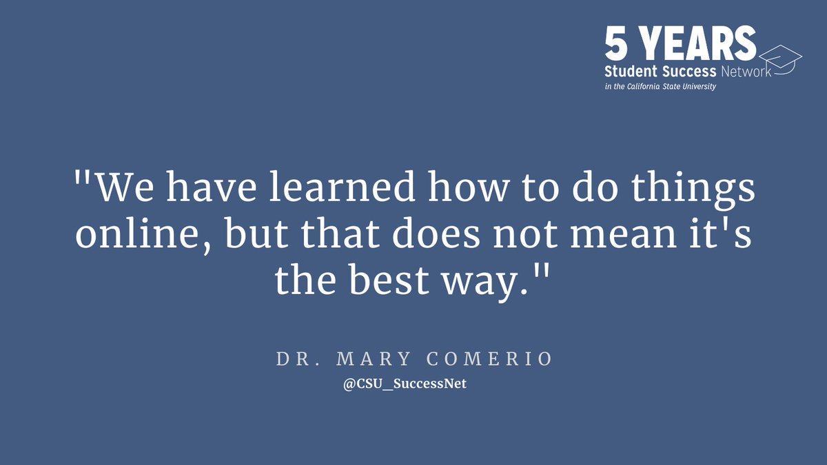 CSU_SuccessNet's tweet photo. Dr. Mary Comerio focuses on the pandemic and the way people in #highered have had to shift to survive. She also discusses the implications of disasters on how students learn and grow in school. #CSUNetwork https://t.co/HopAD8kr6z