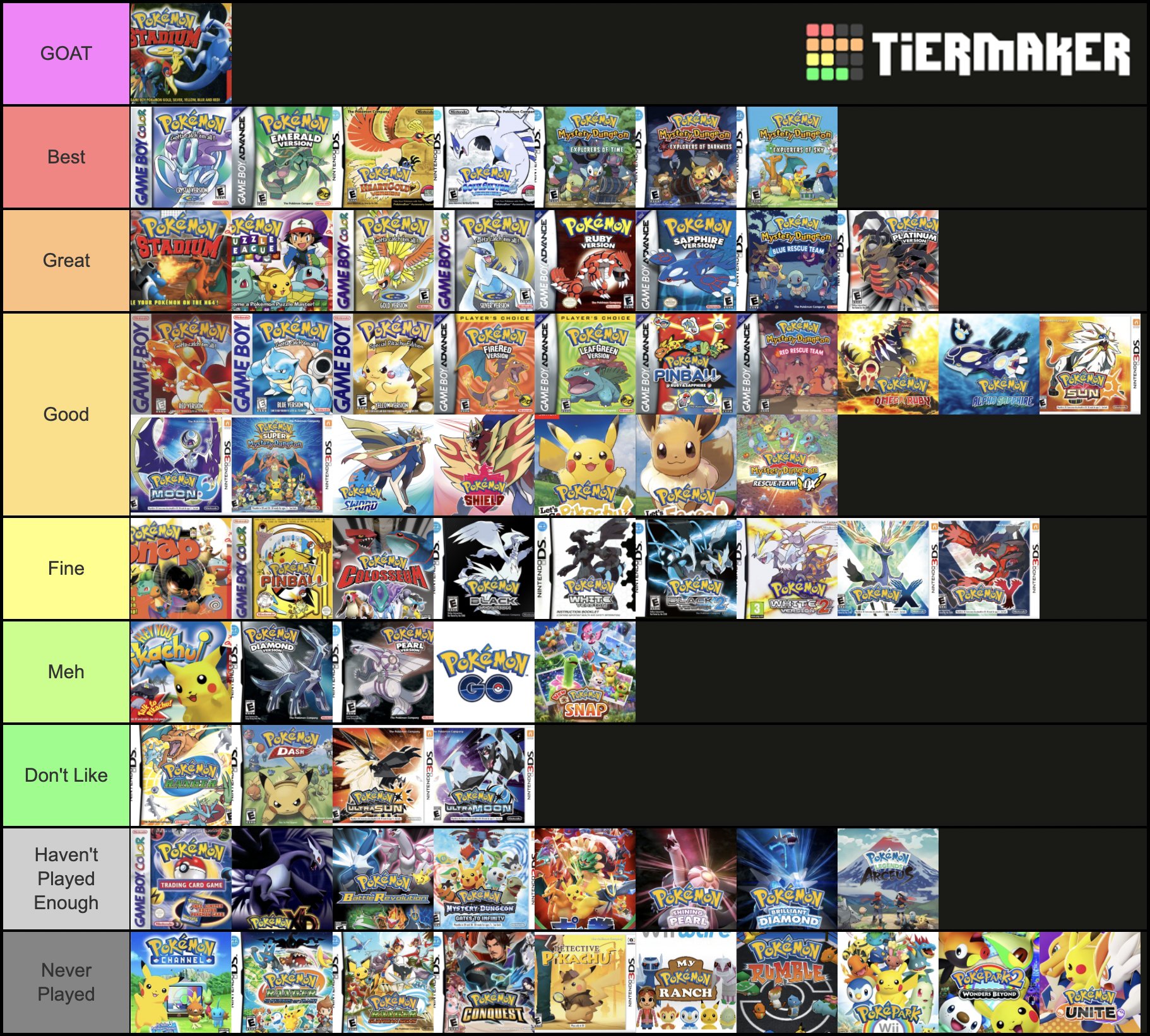 Dobbs on Twitter: "The definitive best Pokemon game tier list 😉 https://t.co/9MpcdmTmCL" /