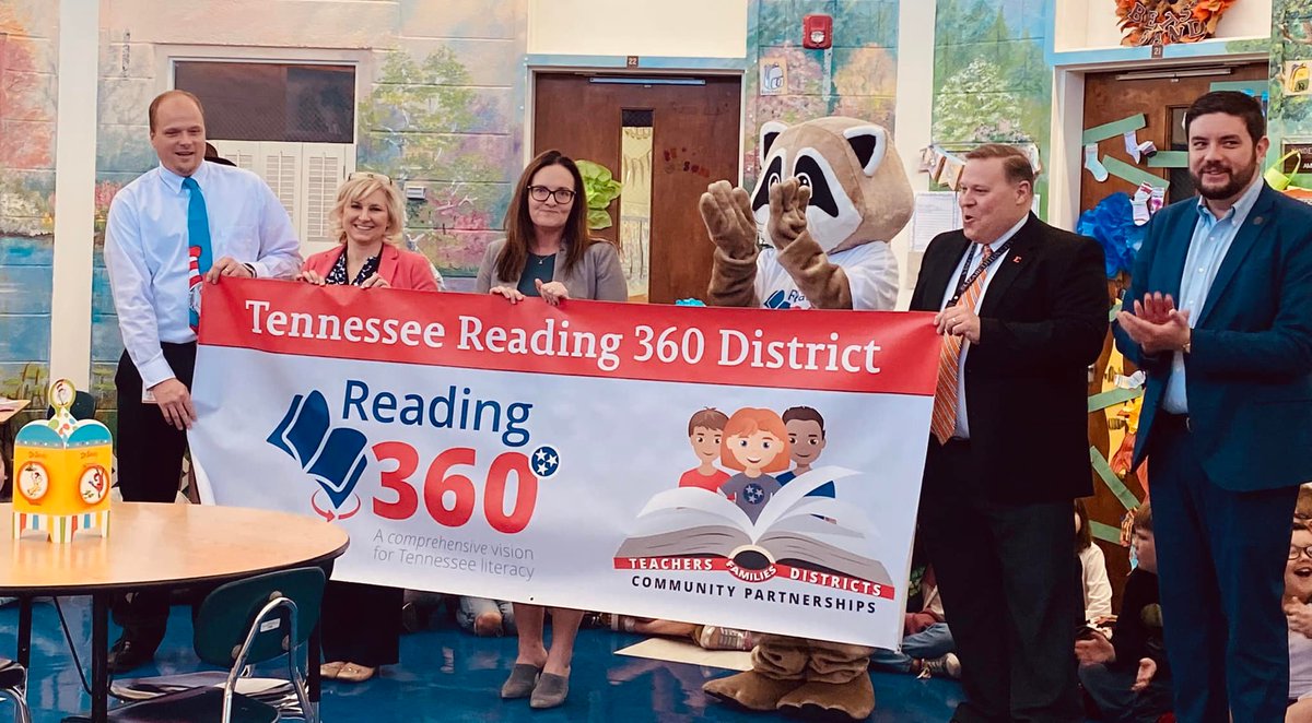 Today, the TN Department of Education visited Harold McCormick Elementary and named the ECS district a Reading 360 District. Representative Lisa Coons and Riley the Raccoon from the TN Department of Education came to celebrate our accomplishments in literacy. .#Reading360