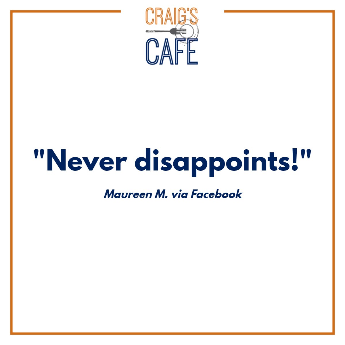 CraigsCafe's tweet photo. You can always count on us for something delicious. Take a look at Maureen's full review on Facebook: https://t.co/3jrOrq6ZM7. https://t.co/g400ZaVK4w
