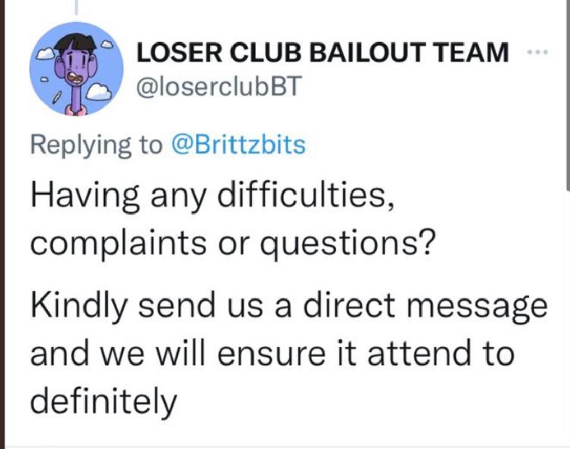 loserclubreborn's tweet photo. 🚨  SCAM WARNING🚨  This is our only official account. A scam account called Loser Club Bail Out Team - 'loserclubBT' has already been reported and banned. DO NOT INTERACT with any other account!!! 💀 We will NOT DM YOU. https://t.co/ZL3yAiIAnB