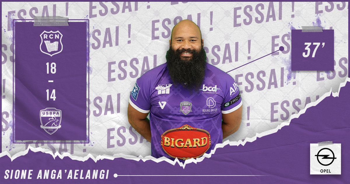 USBPA_Rugby's tweet photo. 38' | ESSAIIIII ! Sione concrétise le gros boulot des avants, Olender transforme ! 

🏰 18 - 14 🐔
#AllezViolets #RCNUSBPA https://t.co/J70D3gGZBm