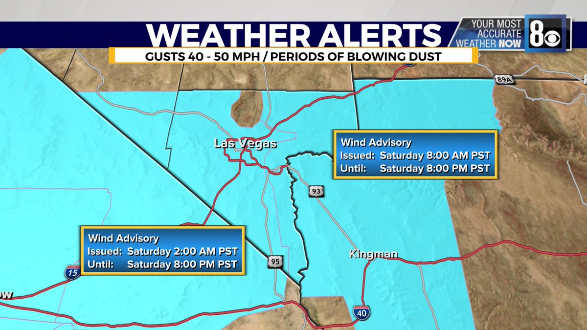 8NewsNow's tweet image. WIND ADVISORY: We also have a #DustAdvisory for Saturday ONLY as we expect blowing dust with these strong winds. ALSO, expect a nearly 25 degree temp drop into the 50s along with more chances for showers. Join us at 5
#WeatherNow #TeddSaid #MostAccurate #LiveLocalNow #8NN