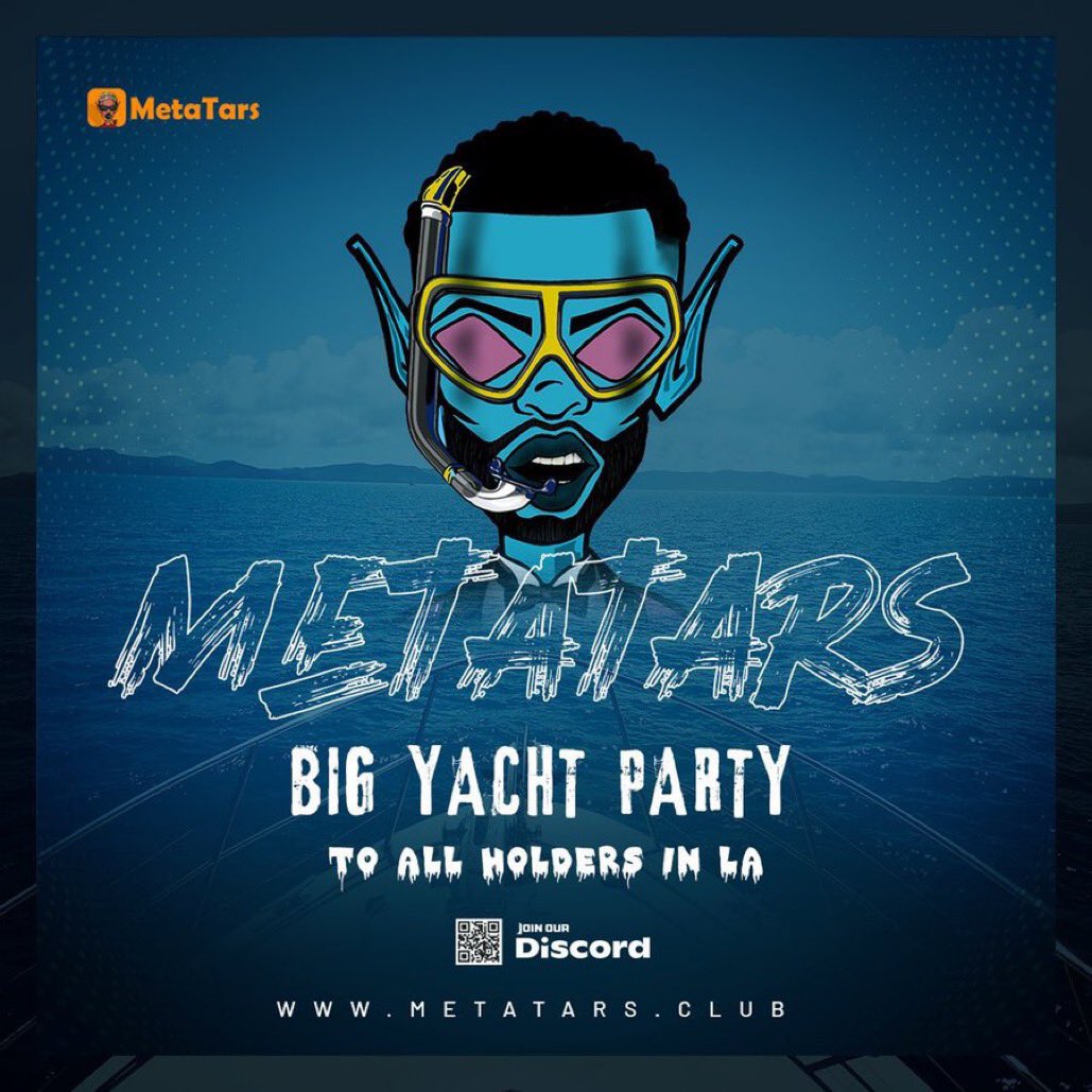 MP_Catalyst's tweet photo. #MetaTar #NFT holders in LA get to party with @DeStorm ON A FCKN YATCH!! Join the #Discord community for your chance to win giveaways as well!! Besides, we live as hell!! π₯
https://t.co/b7hqJAT7xM https://t.co/GNffC8rr5T