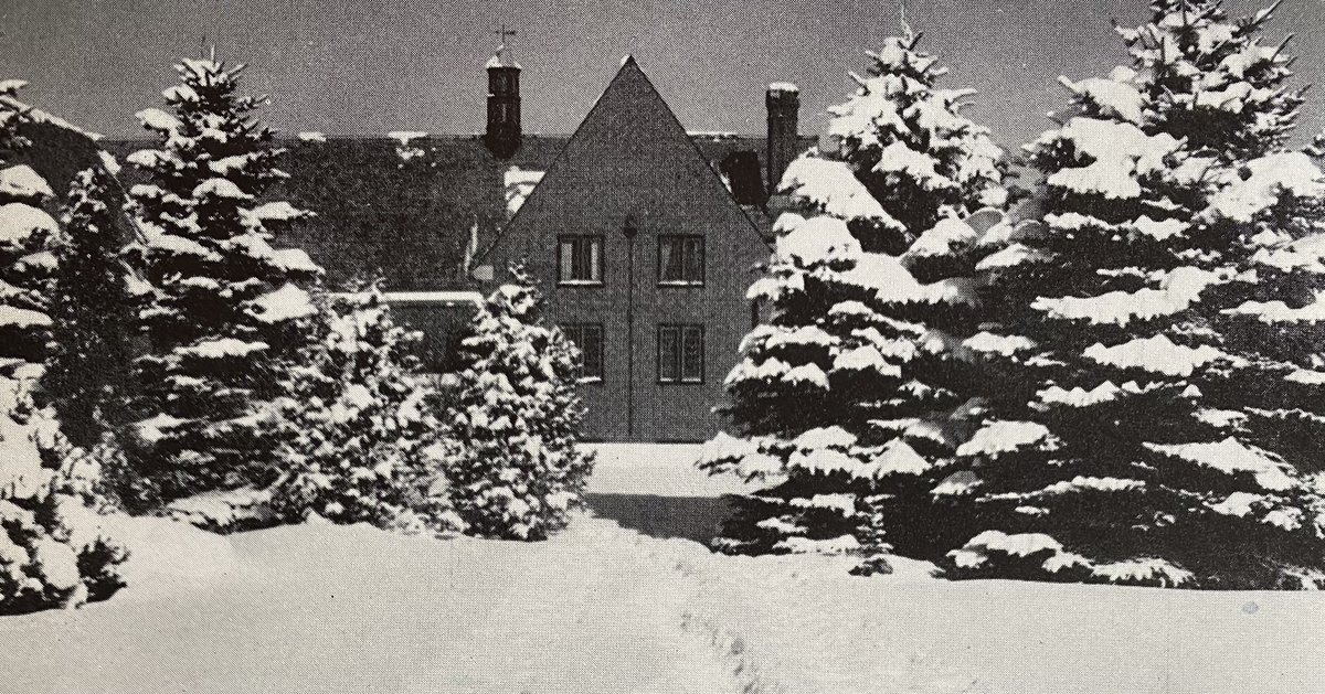 McMasterAlumni's tweet photo. #FlashMacFriday of a snowy McMaster building from the 1948 Marmor, as the winter melts away! https://t.co/bpwqO4mw5s