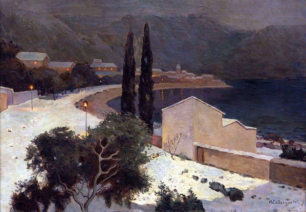olgatuleninova's tweet photo. Ivan Endogurov (Russian,1861-98) - Moonlit Night in Ajaccio　1890　oil on canvas　The State Russian Museum, St. Petersburg, Russian F. https://t.co/JcERvYSgSy