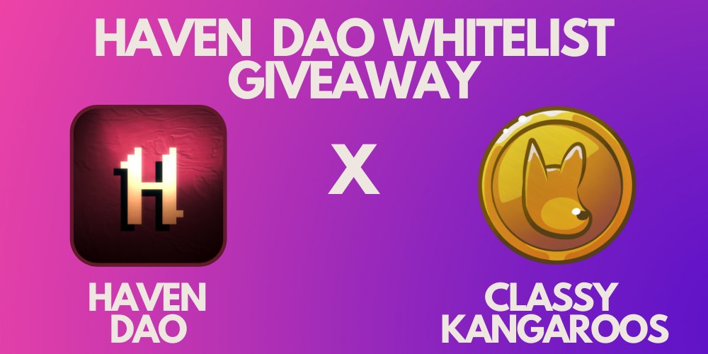 ROO! ROO! The <a href="/TheHavenDAO/">Haven 🌌🧪</a> whitelist winners will be selected in 4 hours. 🎉

🚨 Classy Kangaroo holders, don't forget to submit your $NEAR address in Discord to participate in the Haven DAO whitelist raffle. 

#NEARProtocol #NEARnft