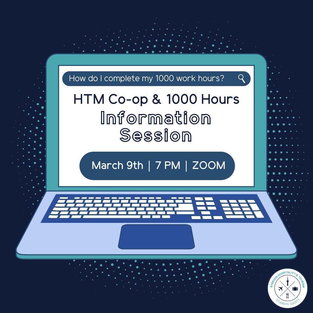 ✨Attention HTM Students✨

Curious to know how you can complete your 1000 work hour experience requirement? Come join us on March 9th at 7PM to hear and learn from upper-years who have completed their hours!

Sign up here: ow.ly/yAxW50IaaPm ✨