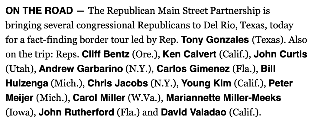 MainStreetGOP's tweet photo. It's been a very productive trip to the border, part of a series of Member initiatives to study issues across the country affecting #MainStreetAmericans. Coming next week: Takeaways from the trip.  Thanks, POLITICO for the mention: https://t.co/B2FcuonMMa