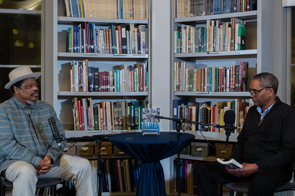 SSMuseum's tweet photo. #FBF ๐ We are honored to have have welcomed renowned harmonica player, Phil Wiggins, to the #SandySpringMuseum for February's #HistoryHappyHour. A man of many talents, he discussed his book, Sweet Bitter Blues: Washington DCโs Homemade Blues with attendees! https://t.co/l554m4Jxxs