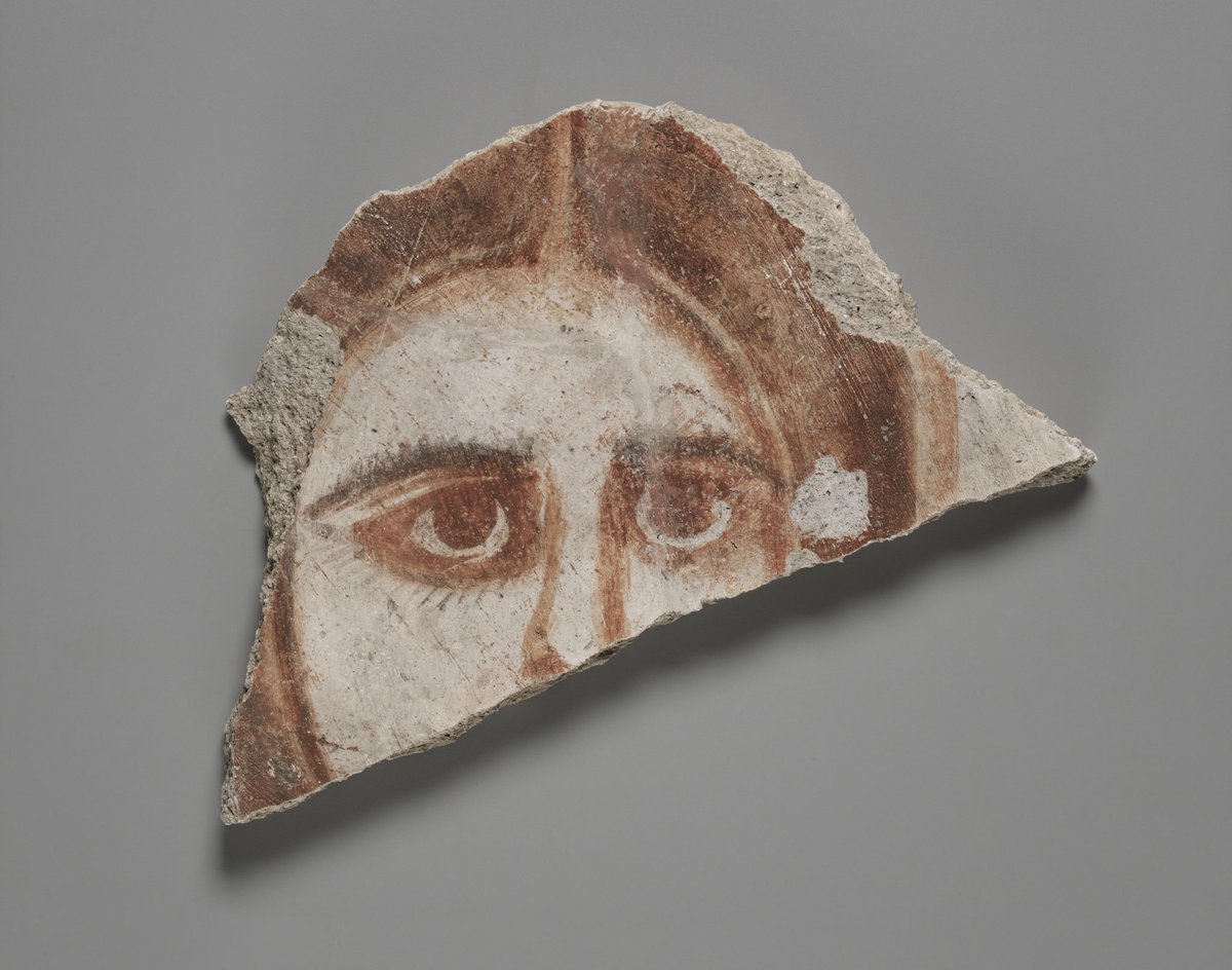The extraordinary preservation of ancient #DuraEuropos led to the survival of images such as this portrait painted on the plaster wall of a public bath, now on view @YaleArtGallery #FragmentFriday